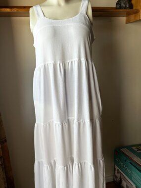 Women's White Black Bow Tiered Maxi Summer Dress Size xl NWT